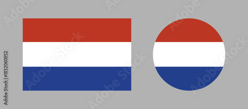 Free Download Dutch flag circle, rectangle icon. Round, rectangular flag of Netherlands. Set of button, badge Holland flag. - GFXLoad