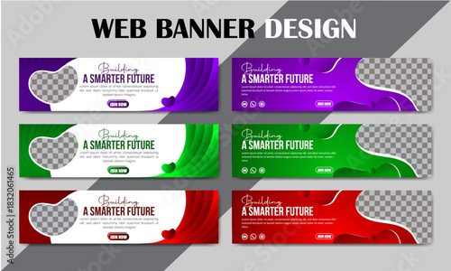 Digital Web Banner Design: A dynamic set of web banners. Each design features a stylish design. perfect for promotional or advertising needs.	
