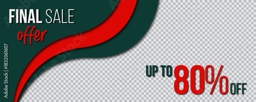 Final Sale Offer Banner with Festive Lights and Curved Red Background for holiday promotions, festive sales, Christmas offers, New Year discounts, and social media marketing ads.