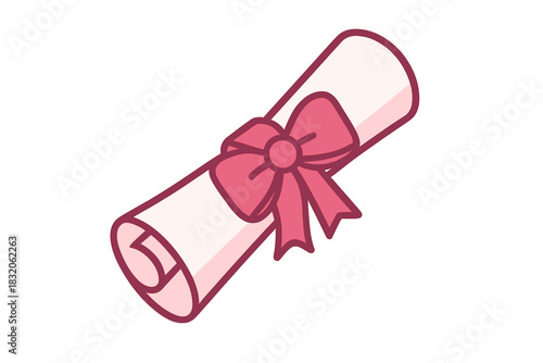 Diploma scroll icon vector - graduation certificate design for academic achievements