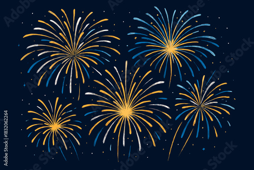Fireworks vector: explosive night sky celebration art for festive holidays and events