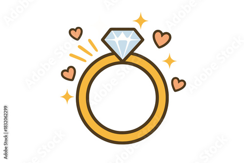 Elegant diamond ring vector illustration - perfect symbol for love, marriage, proposal