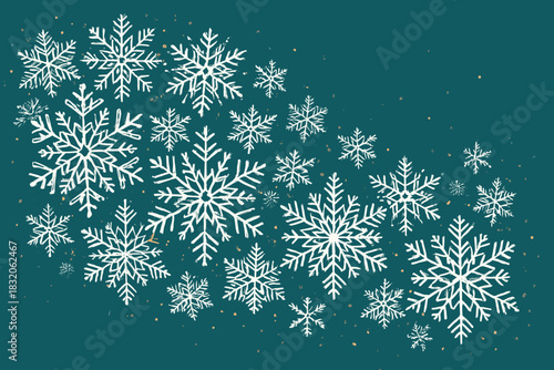 Magical snowflake drift vector: festive winter holiday design with elegant snowflakes
