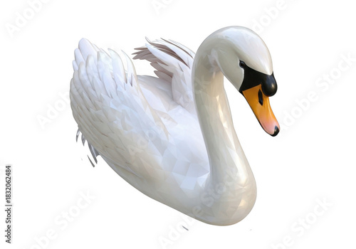 Fototapeta Naklejka Na Ścianę i Meble -  White swan cutout isolated on transparent background for nature and branding design