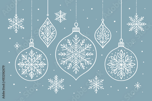 Elegant winter ornaments vector - detailed snowflake and festive holiday decoration art
