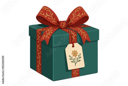 Gift box vector: elegant teal present for christmas, holiday celebrations, and special occasions