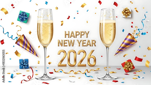 Sparkling Champagne Toast to a Bright New Year 2026 Celebration