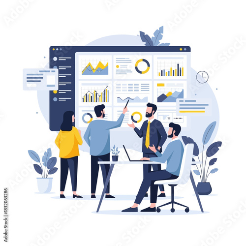 Collaborative data analysis session presenting business insights and growth strategies