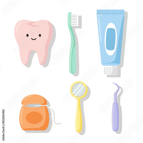 Dental hygiene essentials showcased: A delightful arrangement for optimal oral wellness and care