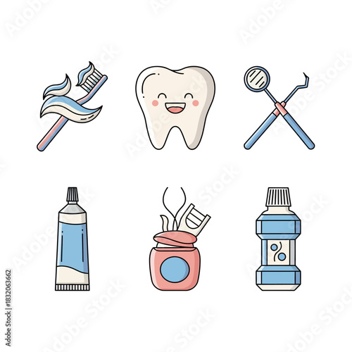 Delightful dental hygiene essentials illustration for educational and promotional resources