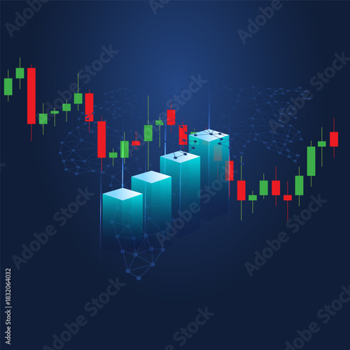 Stock market or forex trading graph in graphic concept suitable for financial investment or Economic trends business idea and all art work design. Abstract finance background.