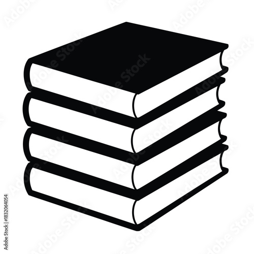 Stack of four hardcover books isolated on white background