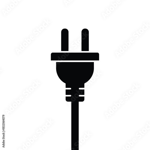 Black silhouette of an electrical power plug on a white background