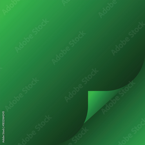 Green paper corner curl with gradient background abstract design