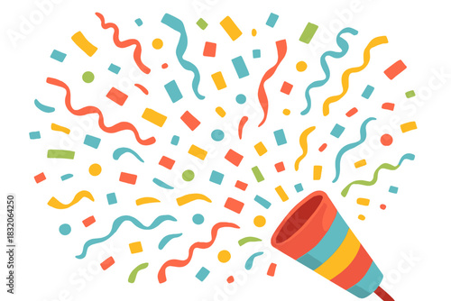 Confetti blast vector: colorful celebration explosion, perfect for party and holiday festivities