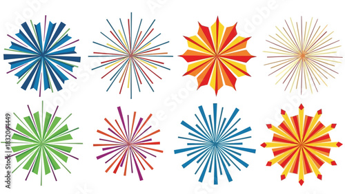 Colorful Starburst Vector Set: Graphic Elements for Design and Decoration applications
