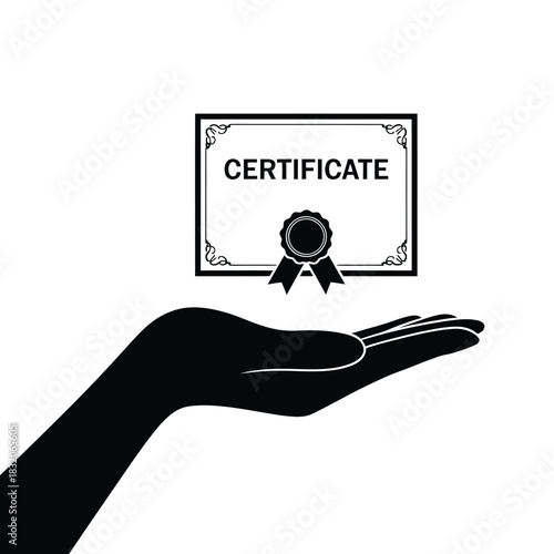 Hand presenting a certificate of achievement or award