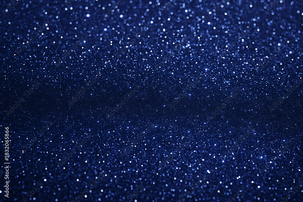 Obraz premium Dark blue glitter sparkle texture background with shimmering light bokeh for luxury festive abstract decorative design use