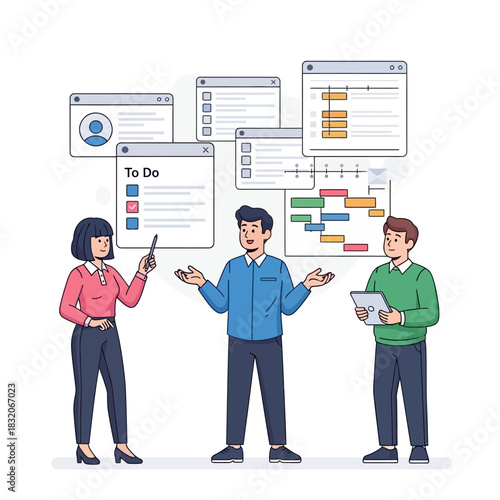 Collaborative teamwork on digital project management with effective task planning and efficient