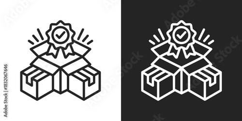 Product Quality Icon In Black And White Line Style