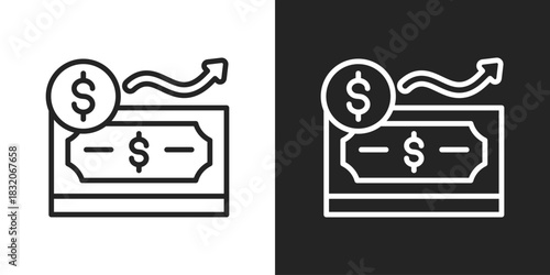 Cash Flow Icon In Black And White Line Style