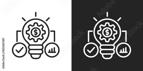 Business Innovation Icon In Black And White Line Style