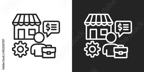 Sales Representative Icon In Black And White Line Style