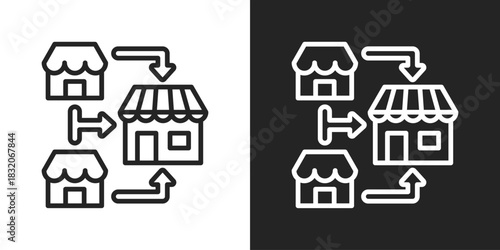 Merger Icon In Black And White Line Style