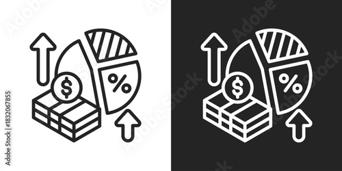 Profit Margin Icon In Black And White Line Style
