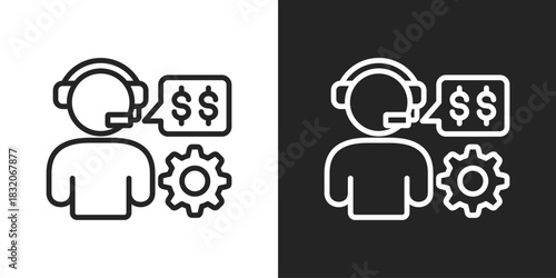 Customer Service Icon In Black And White Line Style