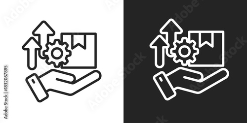Product Development Icon In Black And White Line Style