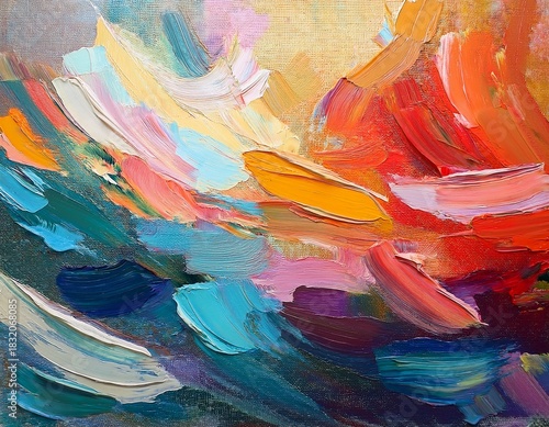 oil paint strokes on wide canvas textured background decorating art painting pattern of color brush strokes artistic backdrop