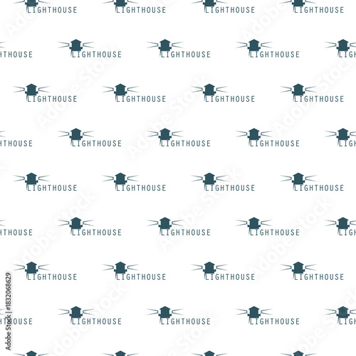 Lighthouse seamless pattern isolated on white background