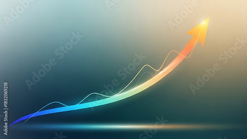 Abstract upward arrow graph with rainbow gradient for business growth concept
