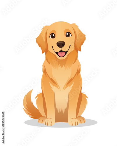 Happy Golden Retriever Puppy Sitting
