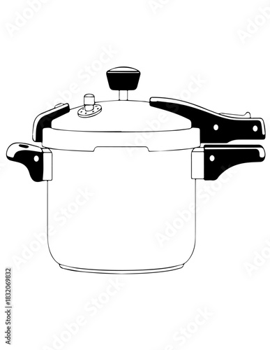 Modern Kitchen Essential Stainless Steel Pressure Cooker for Fast and Efficient Home Cooking – Isolated Vector Illustration of Culinary Appliance