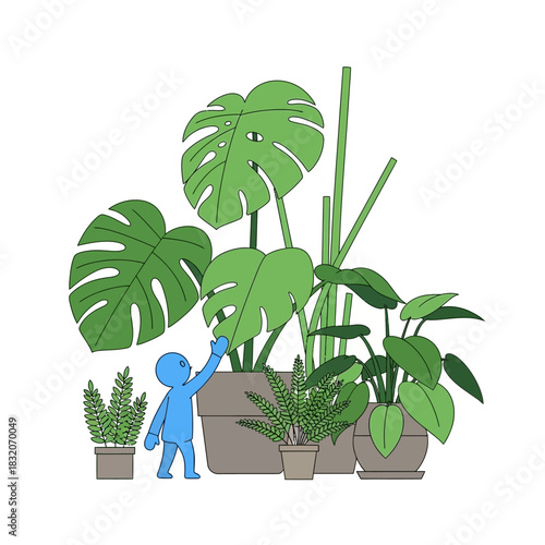 Intimate connection with nature: A minimalist representation of human interaction with plants and