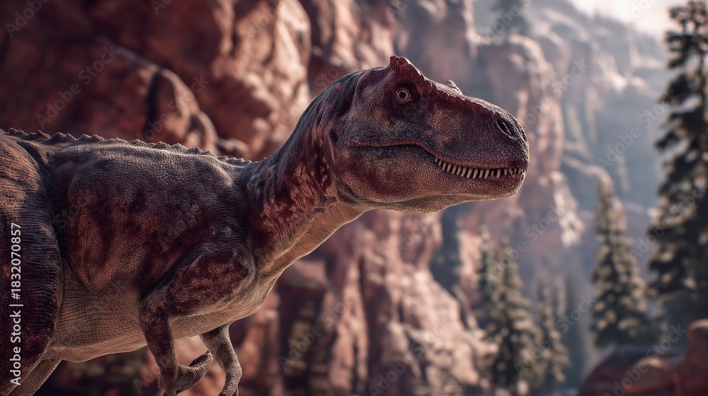 Obraz premium Tyrannosaurus Rex Closeup in Rocky Canyon