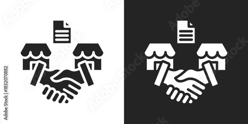 Acquisition Icon In Black And White Glyph Style