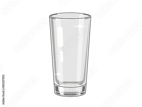 Empty Clear Glass Tumbler with Thick Base and Subtle Highlights.