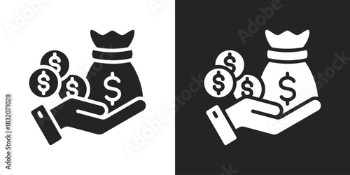 Profit Icon In Black And White Glyph Style