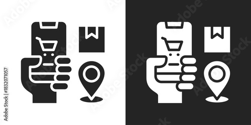 Ecommerce Icon In Black And White Glyph Style