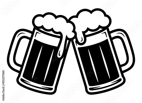 Beer mugs toasting silhouette vector design for celebration, party, cheers, pub, Oktoberfest and drink-themed decoration-03