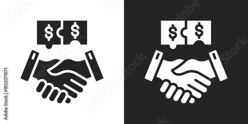business partnership Icon In Black And White Glyph Style