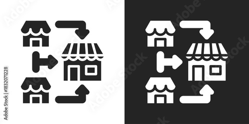 Merger Icon In Black And White Glyph Style