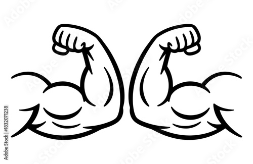 Muscle icon, biceps symbol in a linear vector style. Strong arm flexing cartoon illustration. Concept for fitness, power, gym, workout, and bodybuilding. Health and strength logo.-08