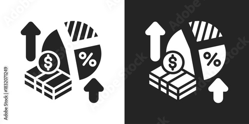 Profit Margin Icon In Black And White Glyph Style