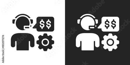 Customer Service Icon In Black And White Glyph Style