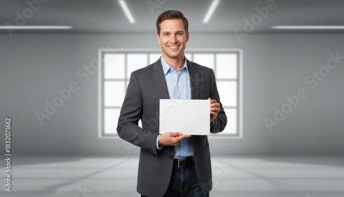 Man Holding a Rectangular Notebook in Studio