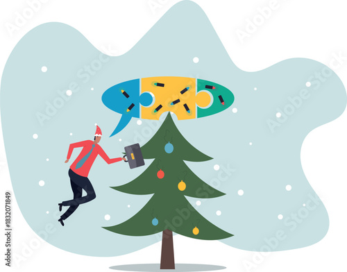 Complete communication speech bubble, solve or help employee communicate with dialogue puzzle, discussion or negotiation skill.about a man and his life.